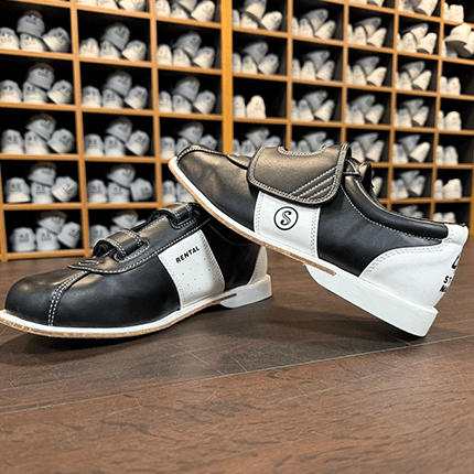 Bowlingschuhe schwarz weiß mit Klettverschluss - Leihschuhe bei Gildebowling Wandsbek Hamburg